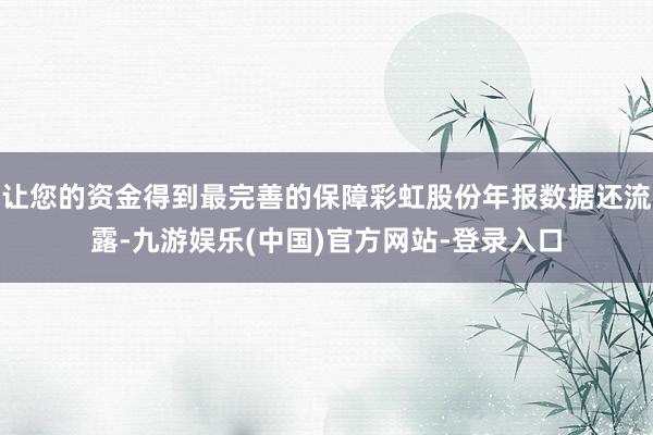 让您的资金得到最完善的保障彩虹股份年报数据还流露-九游娱乐(中国)官方网站-登录入口