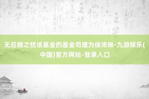 无后顾之忧该基金的基金司理为徐沛琳-九游娱乐(中国)官方网站-登录入口